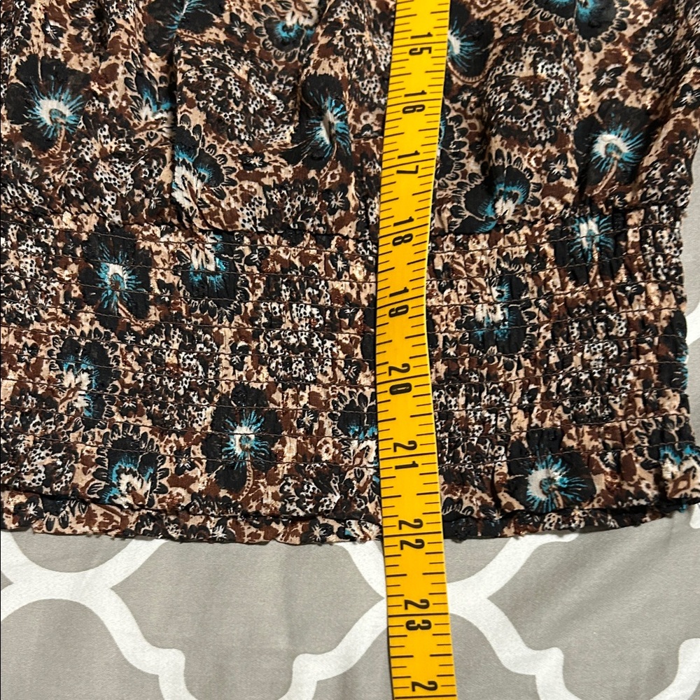 EUC Rachel Zoe Black and Brown Patterned Blouse With Bell Sleeves - Picture 9 of 9